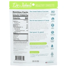 Dr. John's Healthy Sweets, Леденцы на палочке, + клетчатка и витамин C, голубая малина, виноград и вишня, без сахара, 105 г (3,7 унции)