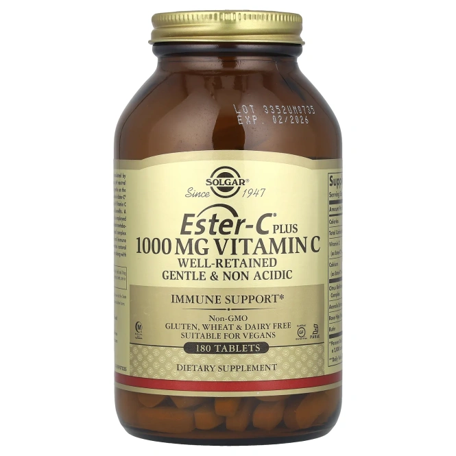Солгар Эстер-С 1000 мг плюс Витамин C, 180 таблеток