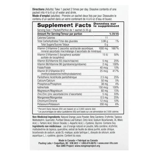 Ener-C, витамин C, смесь для приготовления мультивитаминного напитка со вкусом апельсина, без сахара, 1000 мг, 30 пакетиков, 5,35 г (0,2 унций) в каждом