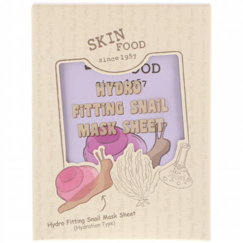 Skinfood, Hydro Fitting Snail Mask Sheet, 5 Sheets