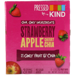 KIND Bars, Pressed by KIND, Strawberry Apple Cherry Chia, 12 Fruit Bars, 1.2 oz (35 g) Each
