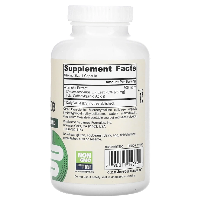 Jarrow Formulas, артишок, 500 мг, 180 растительных капсул