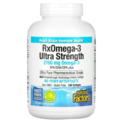 Natural Factors, Ultra Strength RxOmega-3, 150 желатиновых капсул Enteripure