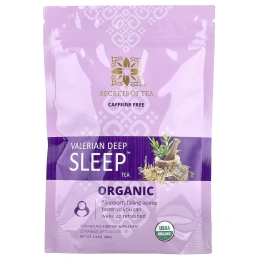 Secrets of Tea, органический чай валериана Deep Sleep™, без кофеина, 20 чайных пакетиков, 40 г (1,4 унции)