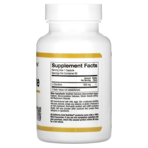 California Gold Nutrition, L-цитруллин, Kyowa Hakko, 500 мг, 60 растительных капсул