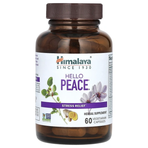 Himalaya, Hello Peace, средство для снятия стресса, 60 вегетарианских капсул