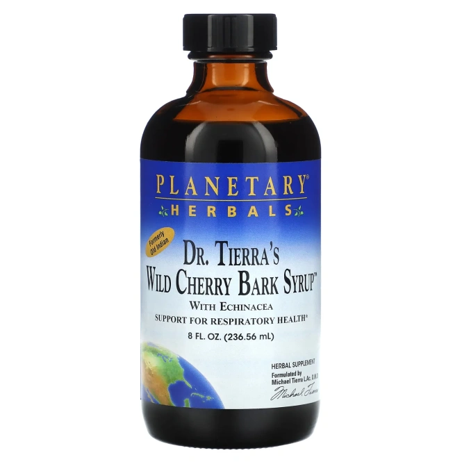 Planetary Herbals, Веганский протеин от Dr. Tierra's сироп из коры дикой вишни, 236,56 мл (8 жидк. унц.)