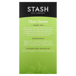 Stash Tea, Green Tea, Chai Green, 20 чайных пакетиков, 38 г (1,3 унции)