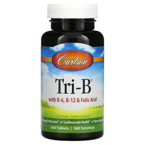 Carlson Labs, Tri-B, комплекс витамина B, 360 таблеток