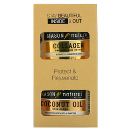 Mason Natural, Косметический крем с кокосовым маслом + косметический крем с коллагеном, 2 баночки по 2 унции (57 г)