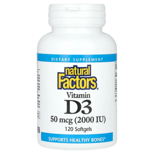 Natural Factors, Витамин D3, 2000 МЕ, 120 гелевых капсул