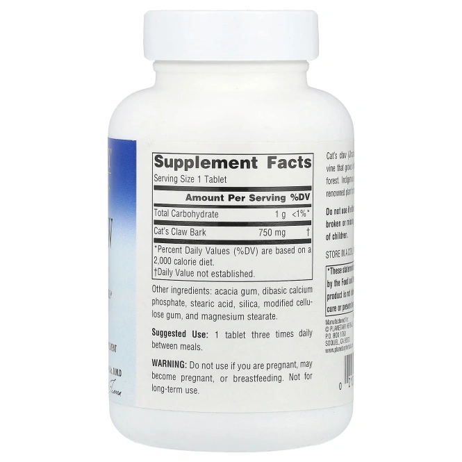 Planetary Herbals, Кошачий коготь, Уна де Гато, 750 мг, 90 таблеток