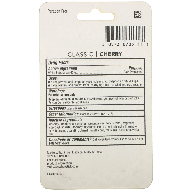 Chapstick, Защитный бальзам для губ, «Классическая вишня», 4 г каждый