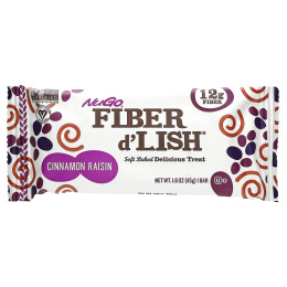 NuGo Nutrition, Fiber d'Lish, коричный изюм, 16 батончиков по 45 г (1,6 унции)
