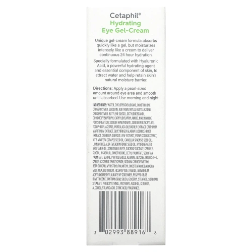 Cetaphil, увлажняющий гель-крем для глаз с гиалуроновой кислотой, 14 г (0,5 унции)