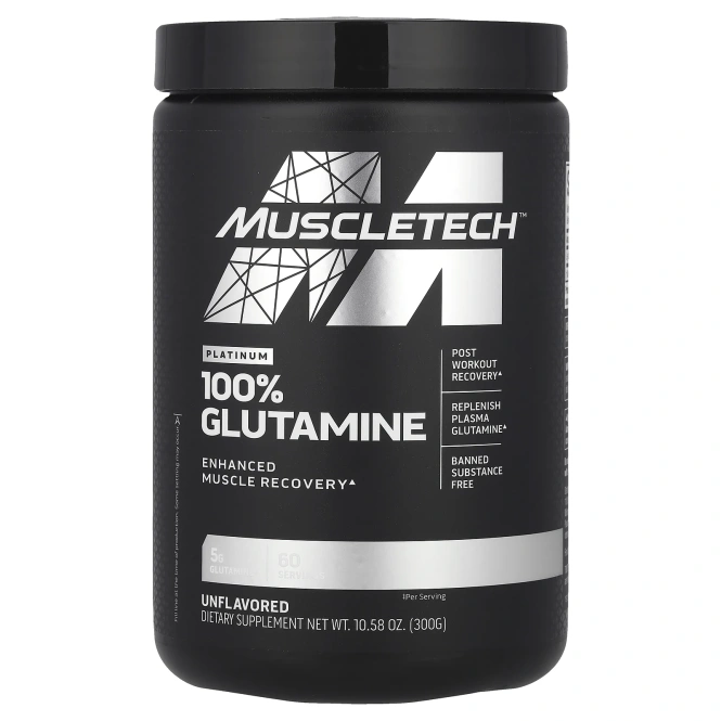 Muscletech, Essential Series, Platinum 100%, глютамин, без добавок, 5 г, 300 г (10,58 унции)