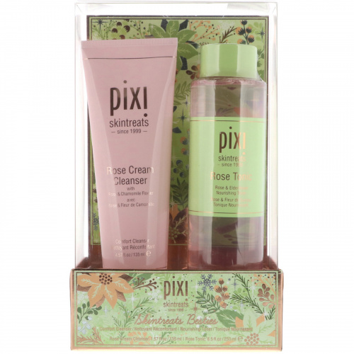 Pixi Beauty, Набор из 2 предметов для ухода за кожей Skin Treats Besties, очищающий крем и тоник с экстрактом розы