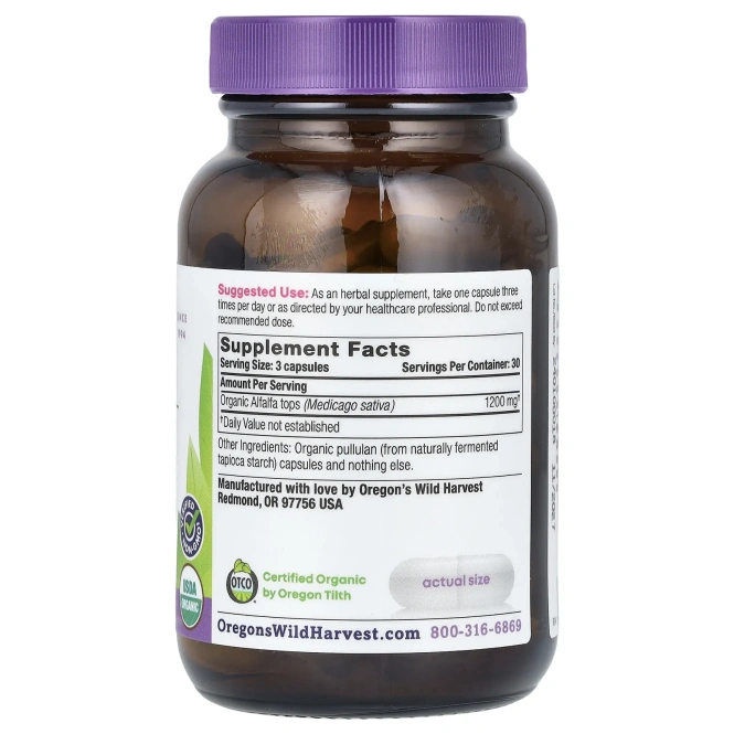 Oregon's Wild Harvest, Люцерна, 90 вегетерианских капсул без ГМО