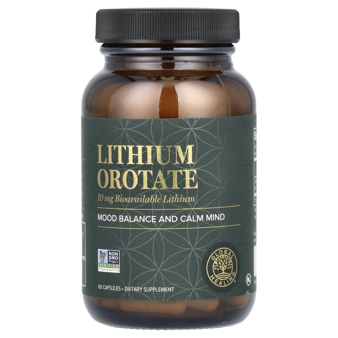 Global Healing, оротат лития, 10 мг, 60 капсул