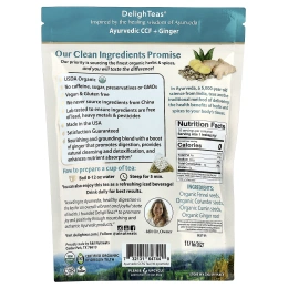 DelighTeas, Аюрведический кумин, кориандр и фенхель, травяной чай для выведения токсинов, без кофеина, 30 роскошных пакетиков-пирамидок, 120 г (4,2 унции)