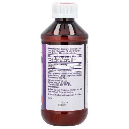 Natrol, Жидкий мелатонин, сон, натуральный ягодный вкус, 2,5 мг, 8 ж. унц. (237 мл)