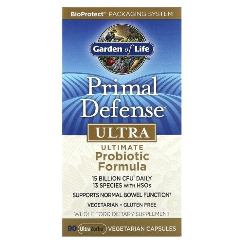 Garden of Life, Первичная защита, ультра, наилучшая пробиотическая формула, 90 хорошо усваивающихся капсул на растительной основе