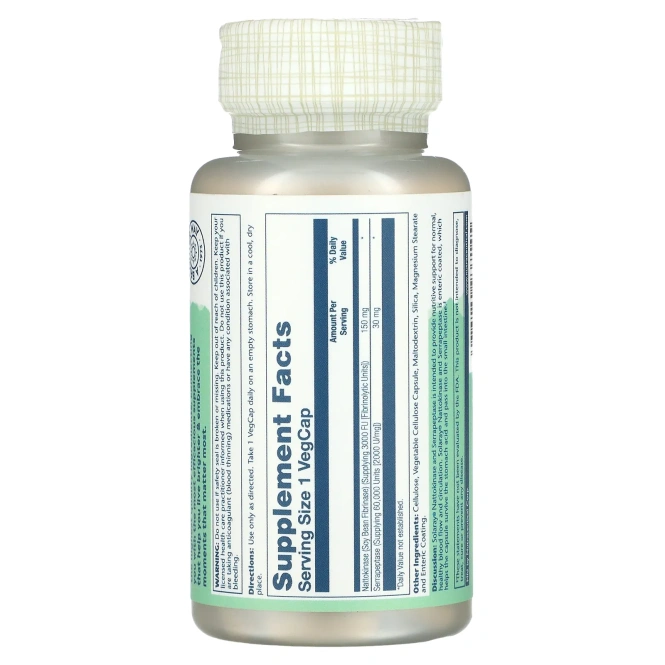 Solaray, Наттокиназа серрапептаза, 30 вегетарианских капсул