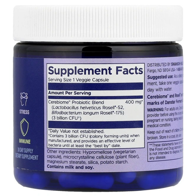 Swanson WIO, Happy Mind, Happy Gut ™, 30 растительных капсул