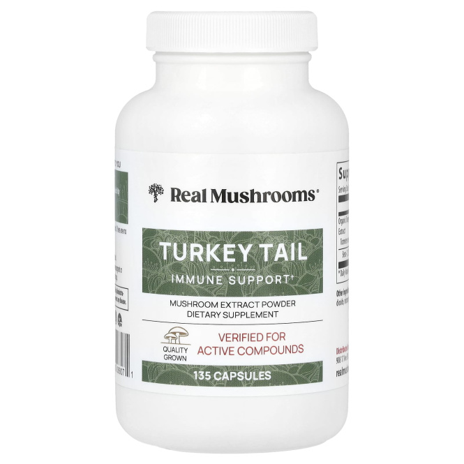 Real Mushrooms, Индейка, порошок с экстрактом грибов, 135 капсул