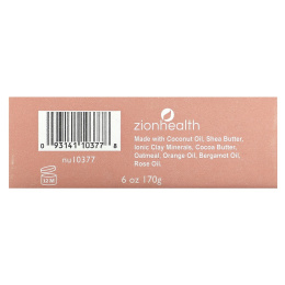Zion Health, Кусковое мыло с бергамотом и розой Ancient Clay, 170 г (6 унций)
