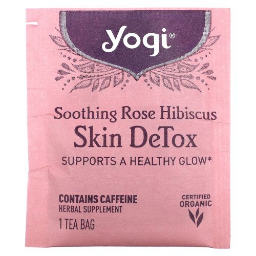 Yogi Tea, Skin DeTox, успокаивающая роза и гибискус, 16 чайных пакетиков, 112 унц. (32 г)
