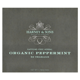 Harney & Sons, травяной чай, органическая перечная мята, без кофеина, 50 чайных пакетиков, 50 г (1,76 унции)