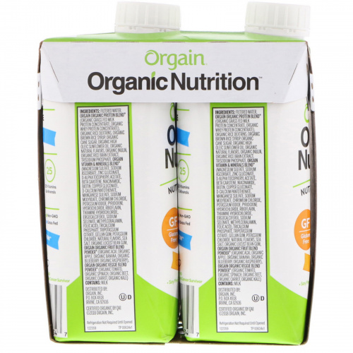 Orgain, Organic Nutrition, All-in-One Nutritional Shake, Bananas & Cream, 4 Pack, 11 fl oz Each