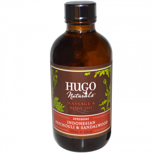 Hugo Naturals, Indonesian Patchouli & Sandalwood Massage & Body Oil, 4 oz (118 ml)