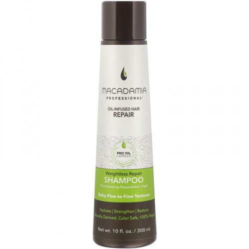 Macadamia Professional, невесомый восстанавливающий шампунь, для тонких волос, 300 мл (10 жидк. унций)