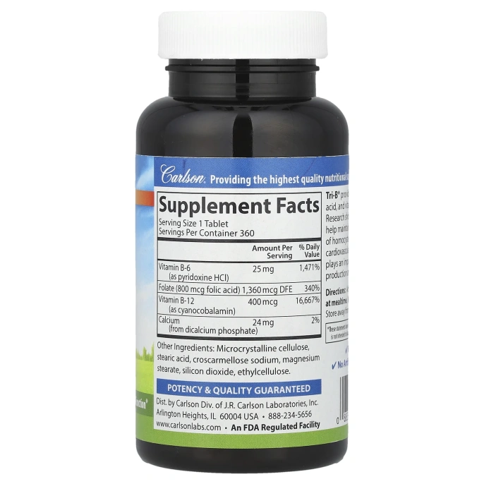 Carlson Labs, Tri-B, комплекс витамина B, 360 таблеток