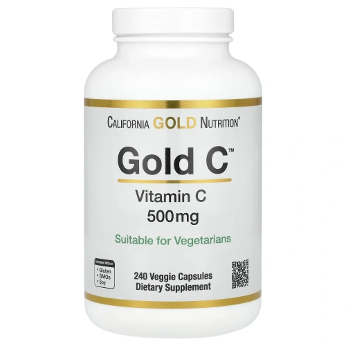 California Gold Nutrition, Gold C, витамин C, 500 мг, 240 вегетарианскиех капсул