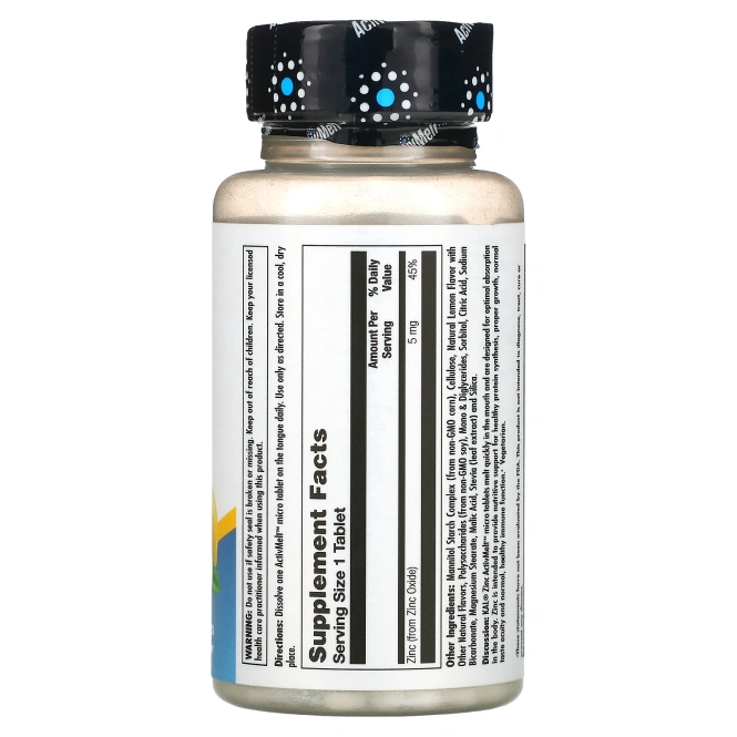 KAL, Цинк, Сладкий лимон, 5 мг , 60 микротаблеток