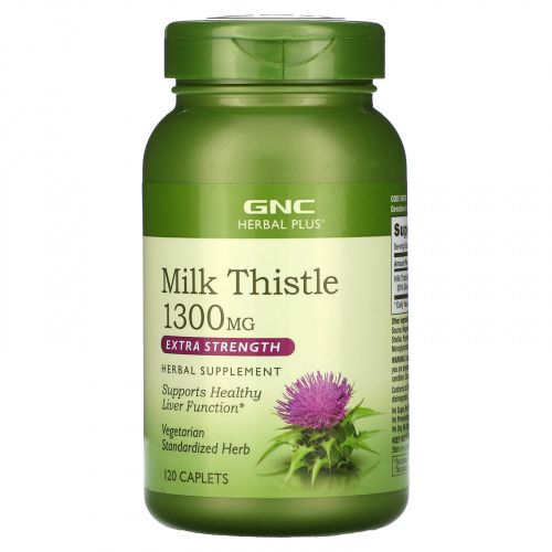 GNC Herbal Plus, Milk Thistle,  Extra Strength, 1,300 mg, 120 Caplets
