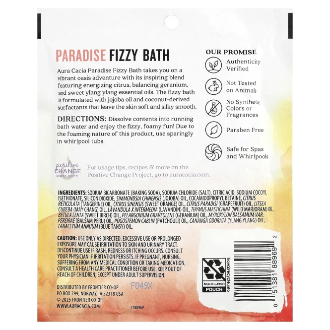 Aura Cacia, Fizzy Bath, Fizzy Bath, Paradise, 70,9 г (2,5 унции)