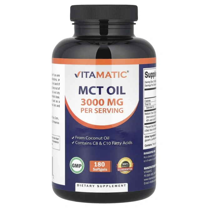 Vitamatic, Масло MCT, 180 капсул (1000 мг в каждой капсуле)