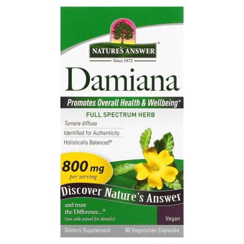 Nature's Answer, Лист дамианы, 800 мг, 90 растительных капсул