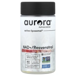 Aurora Nutrascience, НАД+ и ресвератрол, 60 капсул