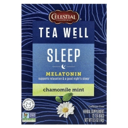 Celestial Seasonings, Tea Well, для сна, ромашка и мята, без кофеина, 12 чайных пакетиков, 14 г (0,5 унции)