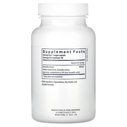 Vital Nutrients, экстракт босвеллии, 90 веганских капсул