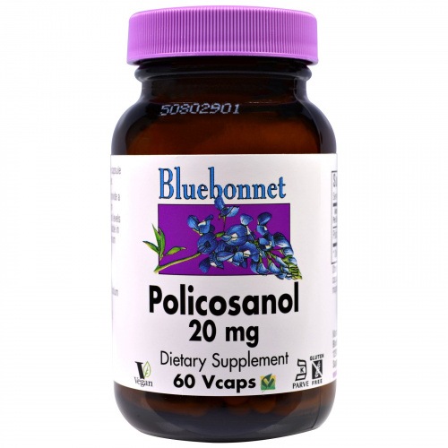 Bluebonnet Nutrition, Поликосанол, 20 мг, 60 капсул