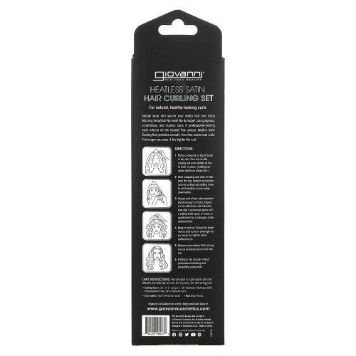 Giovanni, Heatless Satin, набор для завивки волос, черный, 4 шт.