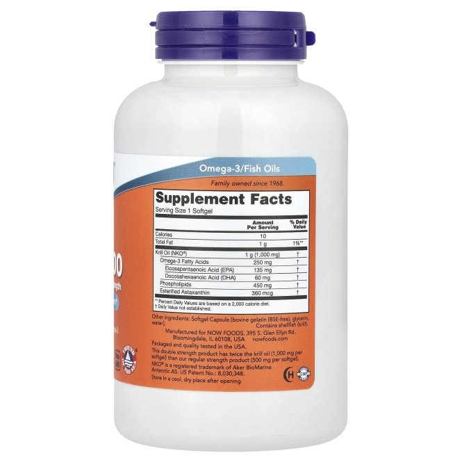Now Foods, Криль "Нептун" 1000, 1000 мг, 120 желатиновых капсул