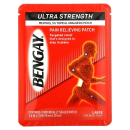 Bengay, Болеутоляющий пластырь Ultra Strength, большой размер, 4 штуки, 3,9 дюйма x 7,9 дюйма (10 см x 20 см)