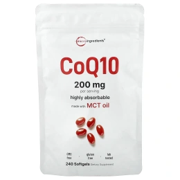 Micro Ingredients, коэнзим Q10, 240 мягких таблеток (100 мг в 1 капсуле)